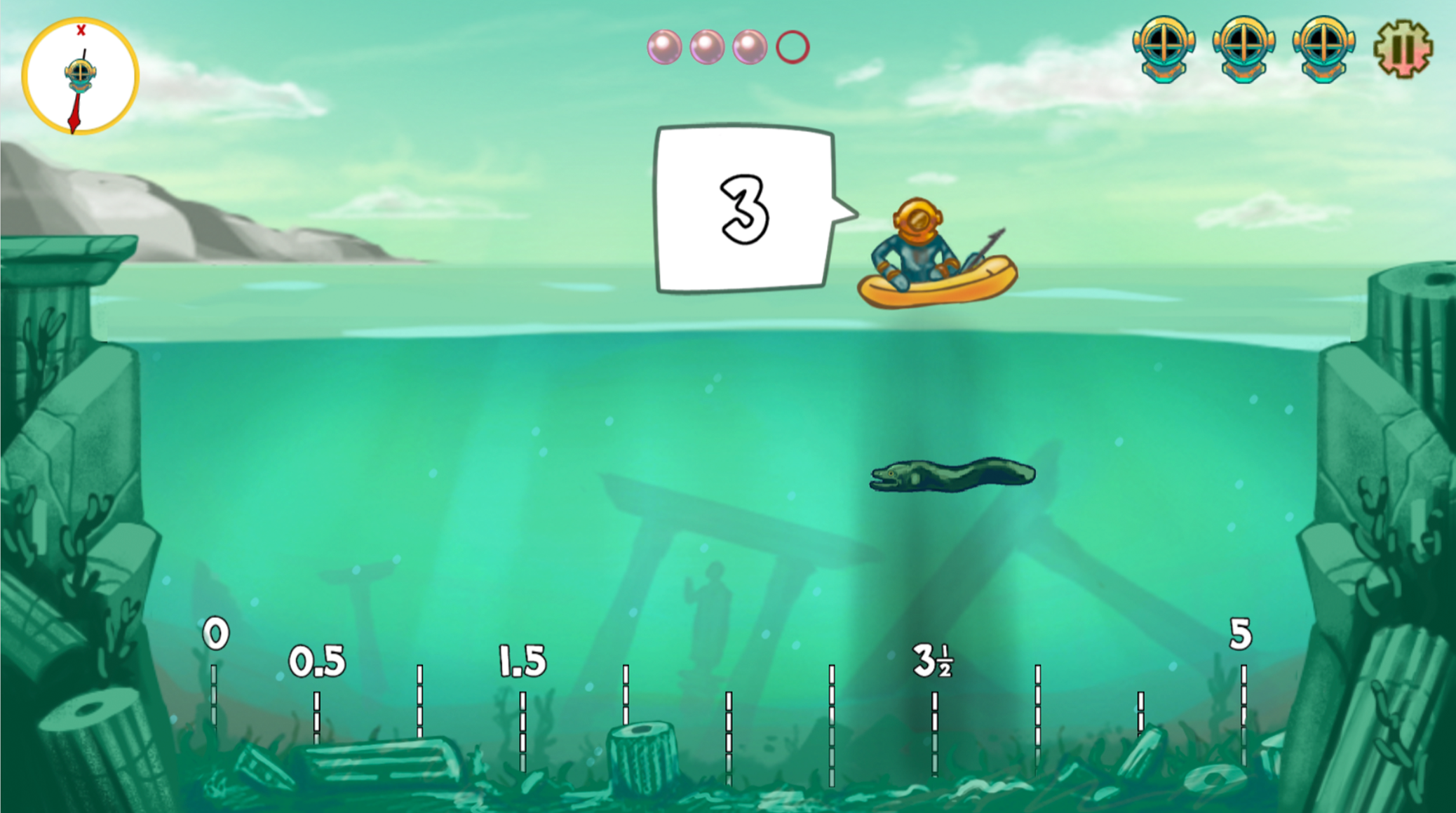 pearl diver number line game